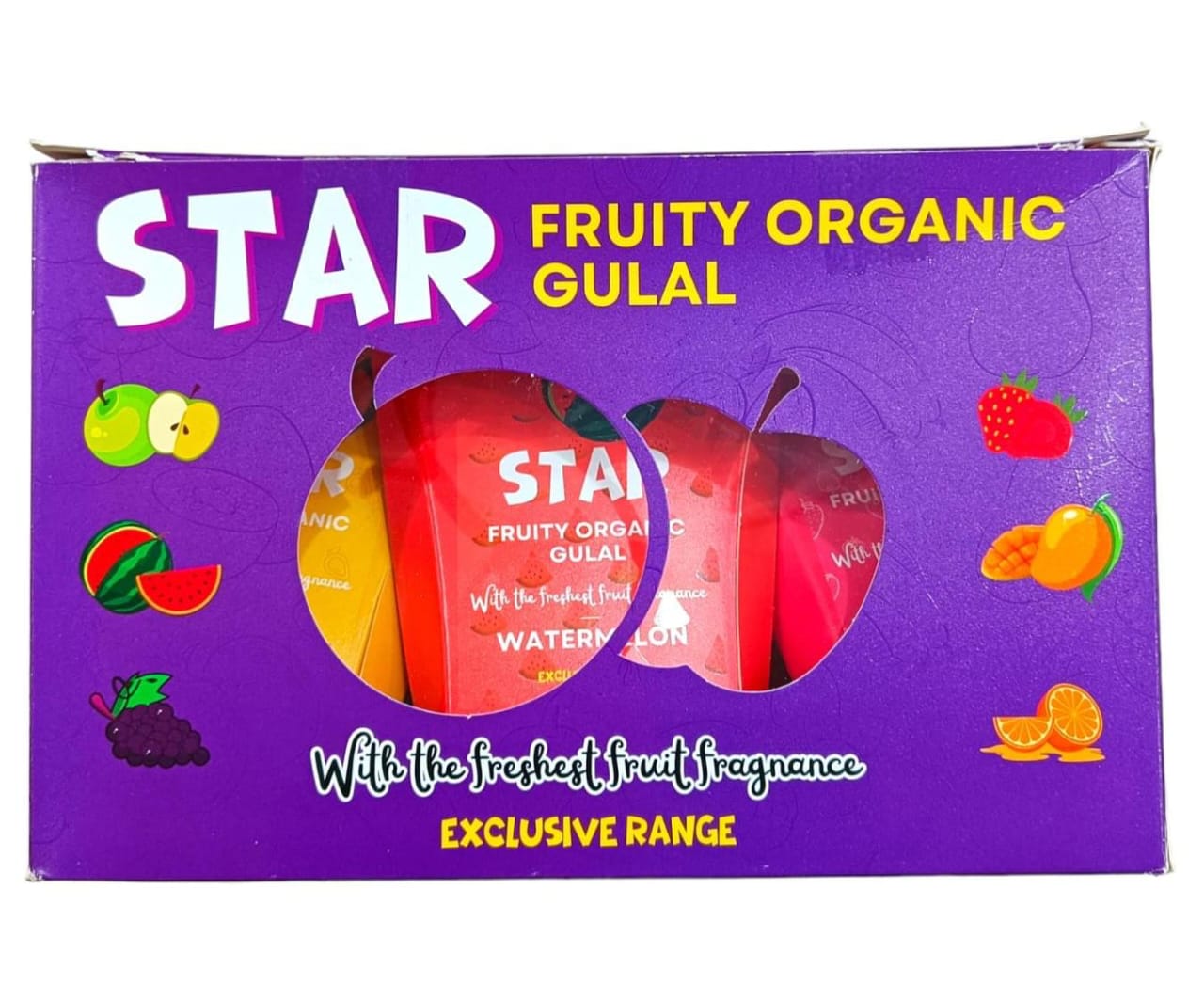 Star Fruity Organic Gulal Gift Pack of 6 Different Fruits - (10 Box Set)